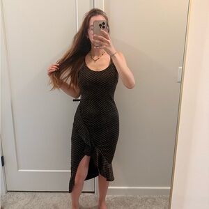 Sleeveless Black Textured Knit Midi Dress